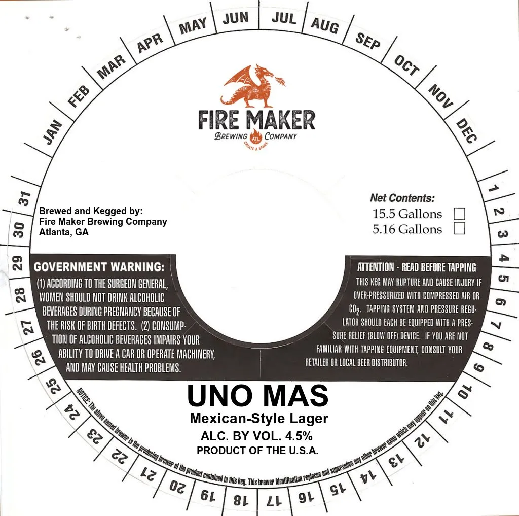 Uno Mas label art — FIRE MAKER BREWING COMPANY