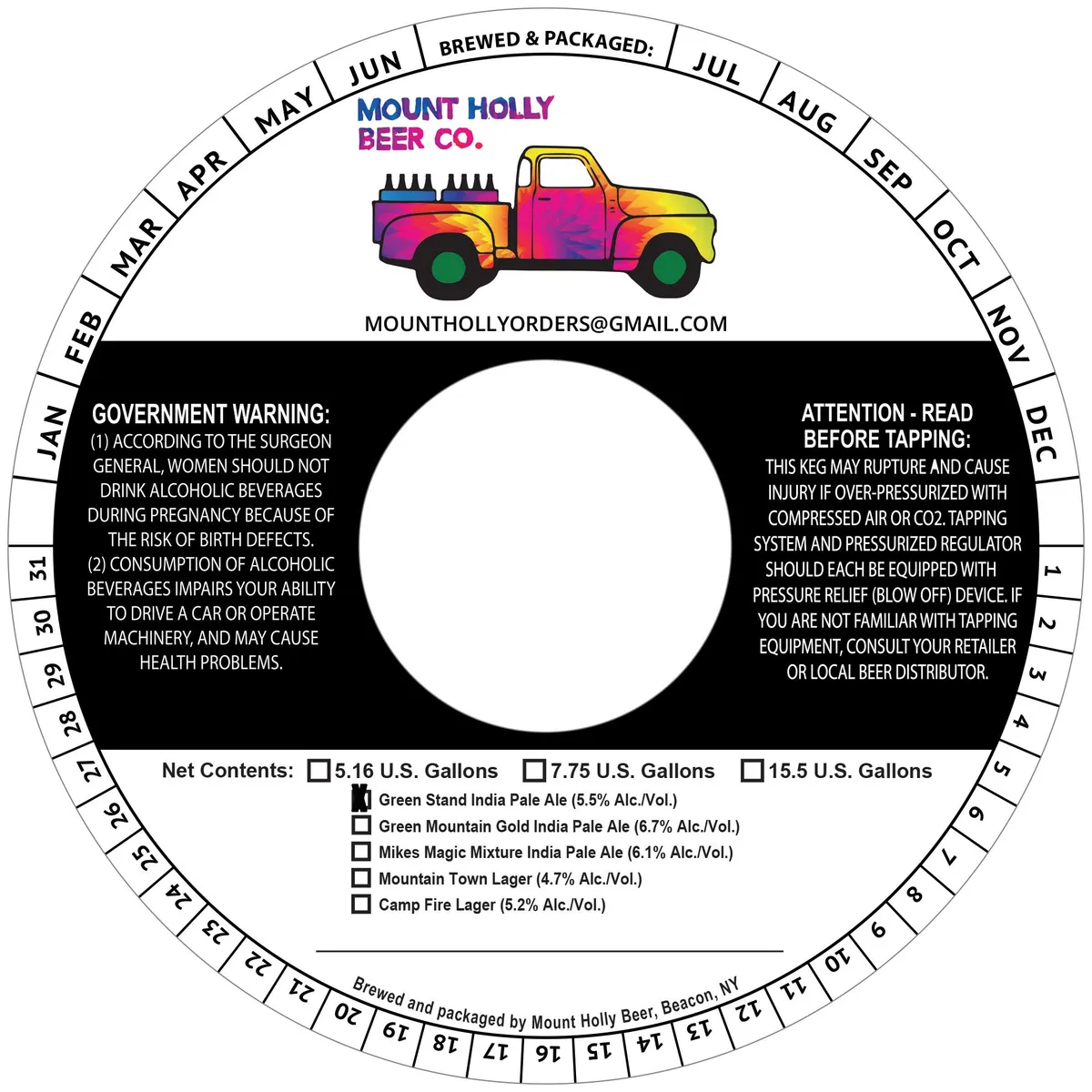 Green Stand label art — MOUNT HOLLY BEER