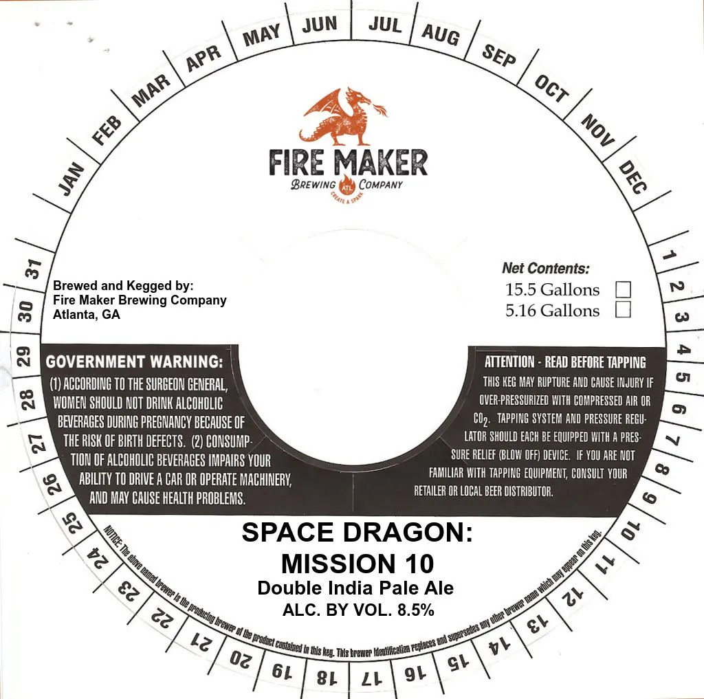Space Dragon: Mission 10 label art — FIRE MAKER BREWING COMPANY