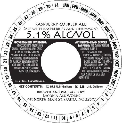 Raspberry Cobbler Ale — full label as filed with TTB