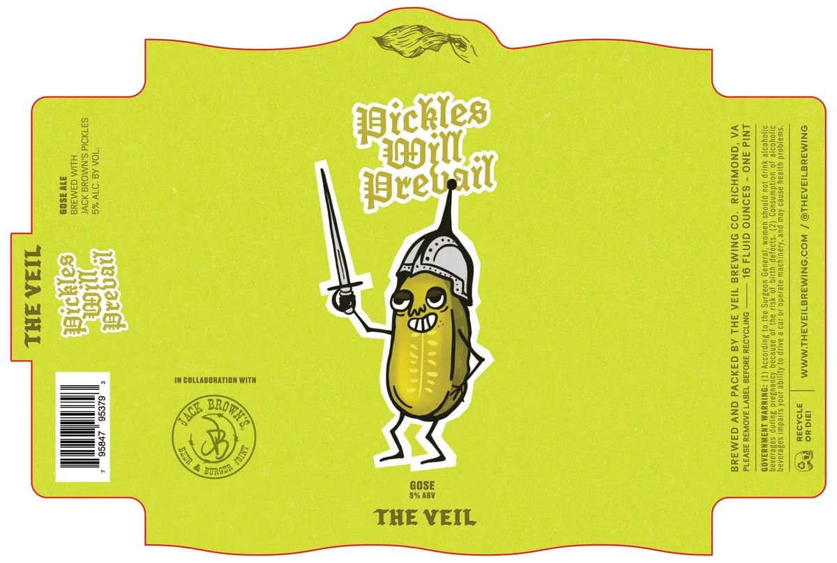 Pickles Will Prevail label art — THE VEIL BREWING CO.
