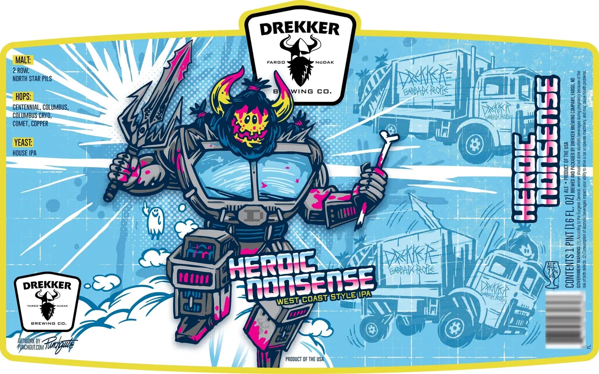 Heroic Nonsense label art — DREKKER BREWING COMPANY
