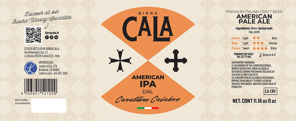 American IPA dal Carattere Calabro label art — BIRRA CALA