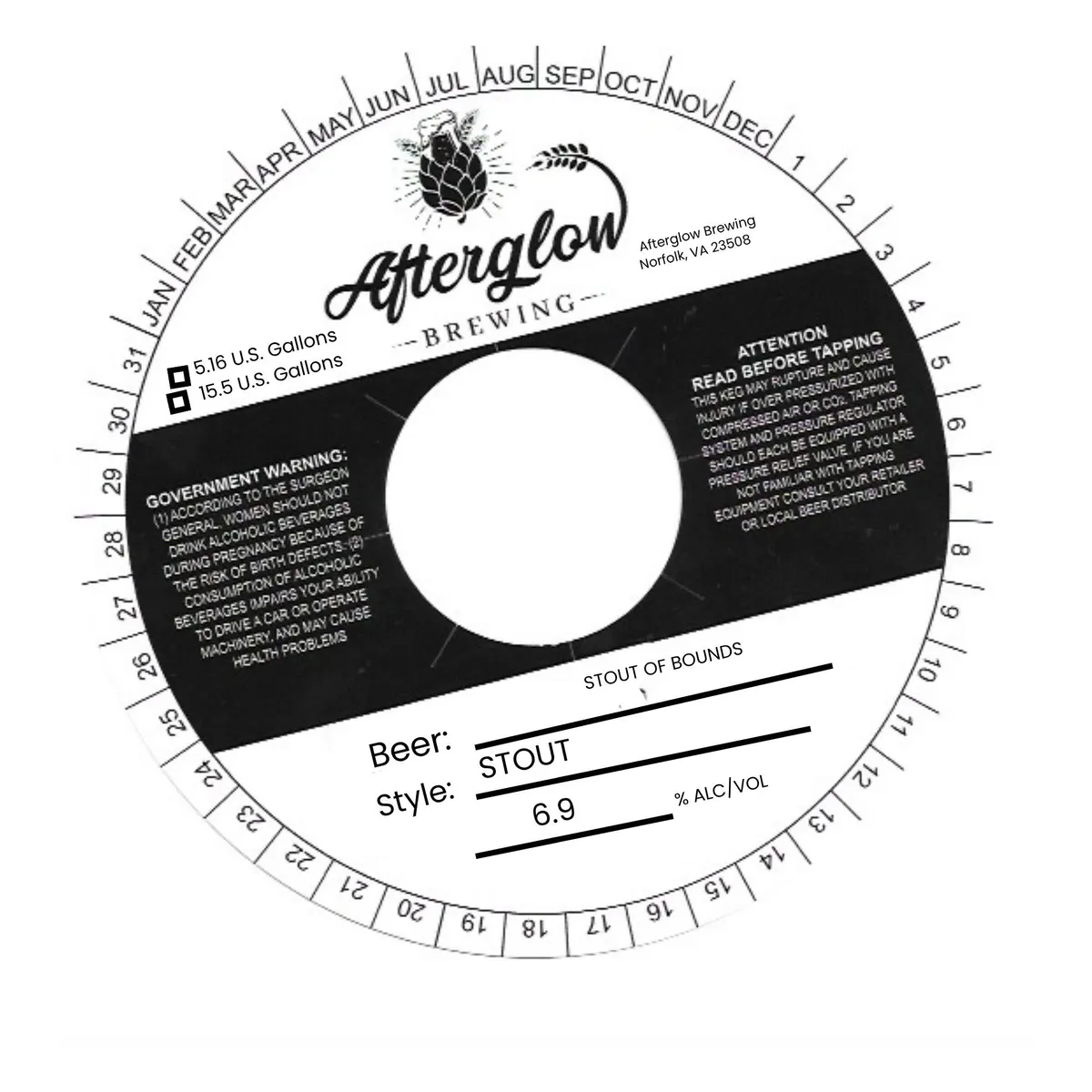 Stout of Bounds — full label as filed with TTB