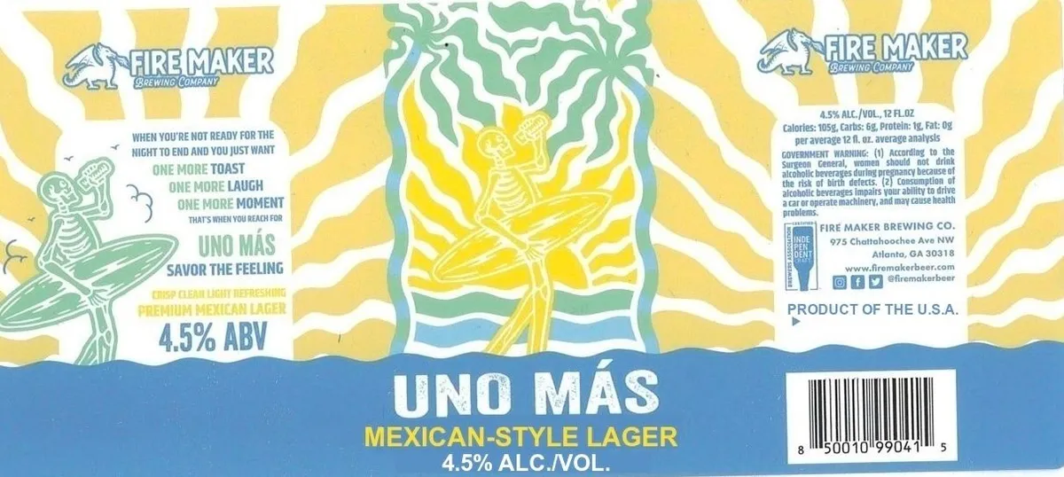 Uno Más — full label as filed with TTB