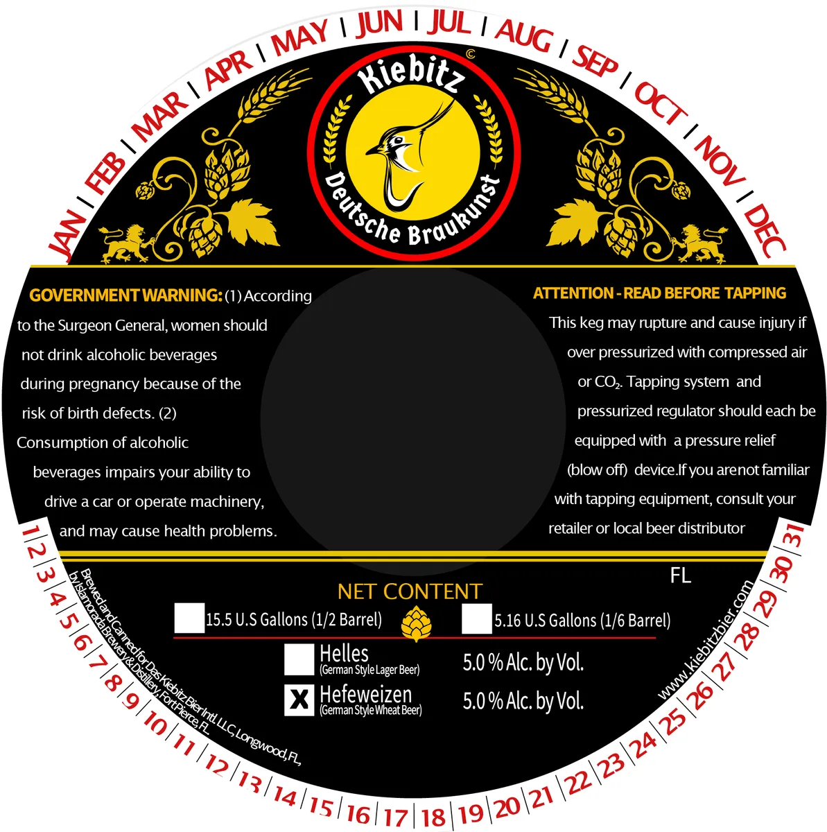 Hefeweizen label art — KIEBITZ DEUTSCHE BRAUKUNST