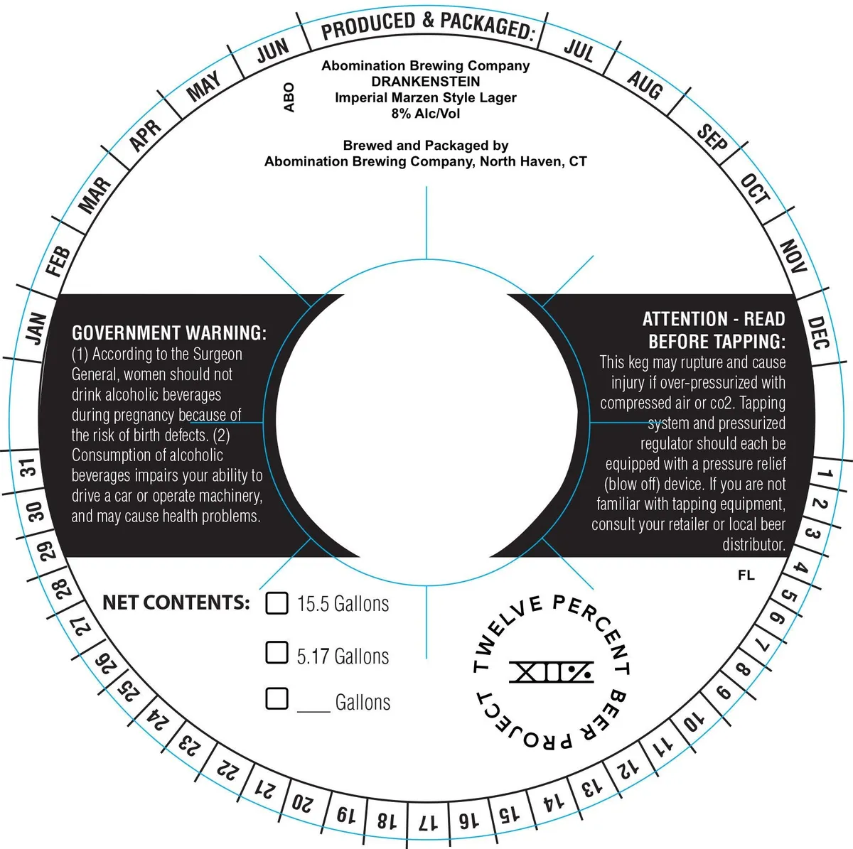 Drankenstein label art — ABOMINATION BREWING COMPANY