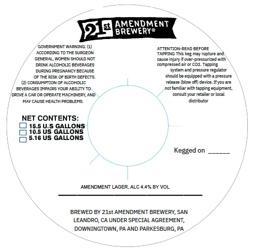 Amendment Lager — full label as filed with TTB