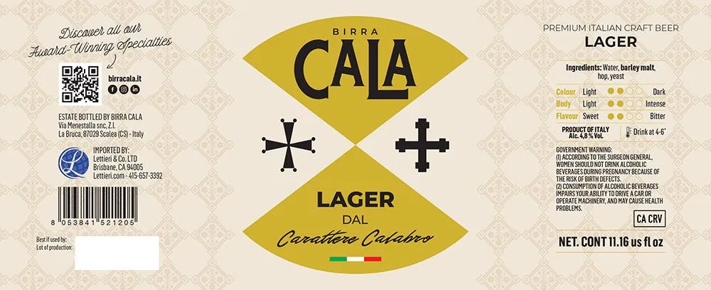 Birra Cala Lager label