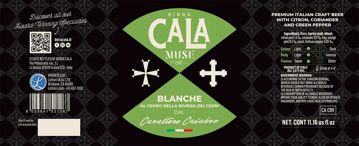 Birra Cala Blanche — full label as filed with TTB