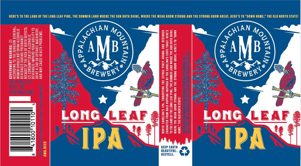 Long Leaf IPA label art — APPALACHIAN MOUNTAIN BREWERY