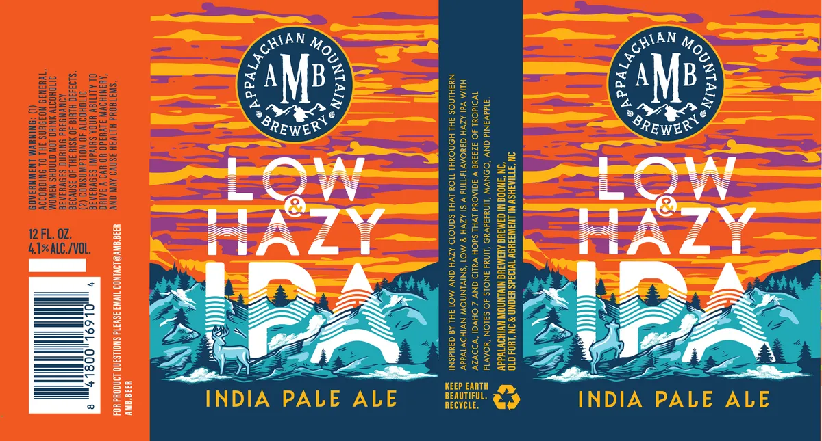 Low & Hazy IPA label art — APPALACHIAN MOUNTAIN BREWERY