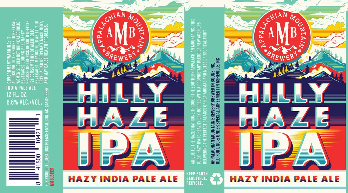 Hilly Haze IPA label art — APPALACHIAN MOUNTAIN BREWERY