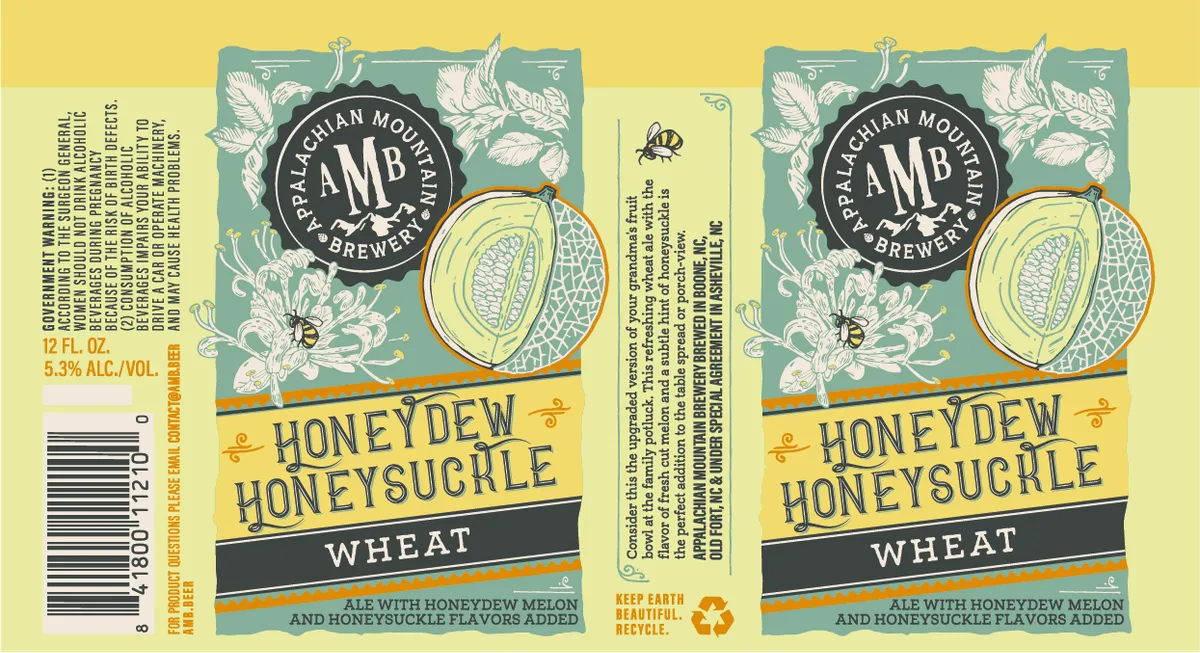 Honeydew Honeysuckle Wheat label art — APPALACHIAN MOUNTAIN BREWERY
