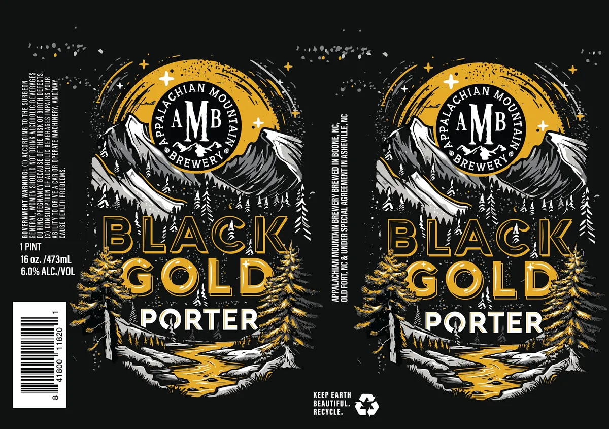 Black Gold Porter label art — APPALACHIAN MOUNTAIN BREWERY
