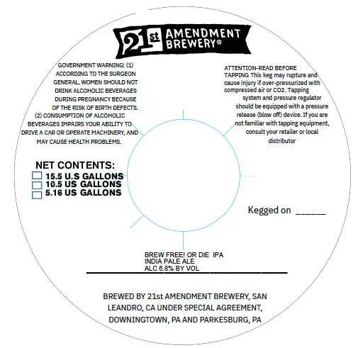 Brew Free! Or Die IPA — full label as filed with TTB