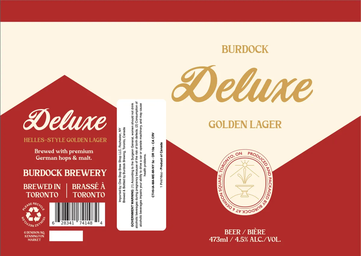 Deluxe Golden Lager label art — BURDOCK BREWING