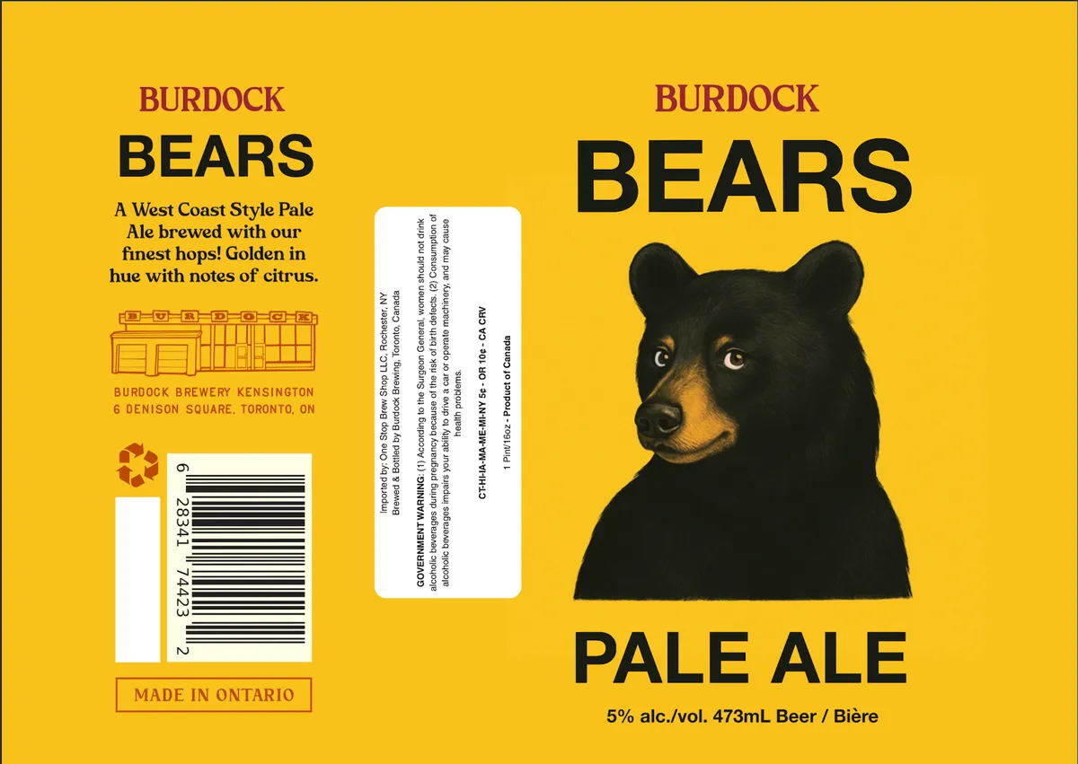 Bears Pale Ale label art — BURDOCK BREWING
