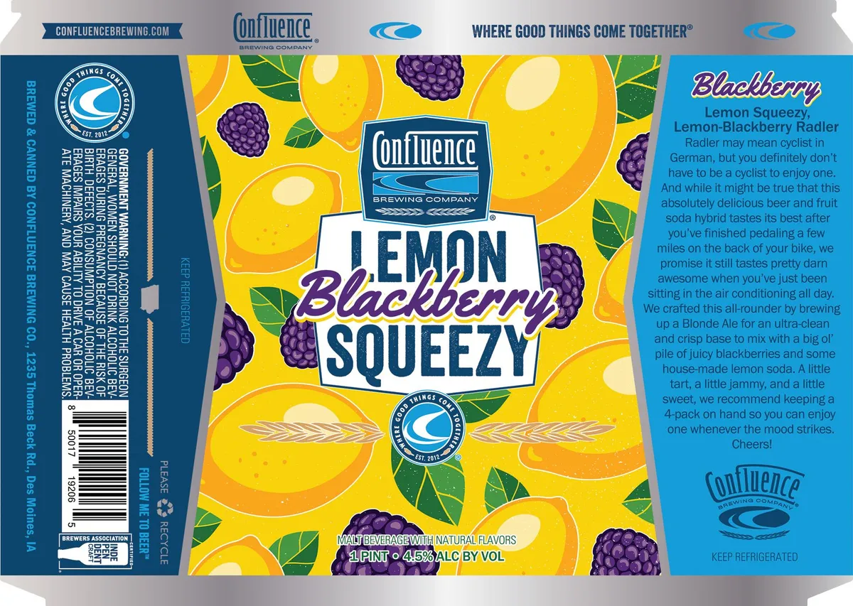 Lemon Blackberry Squeezy label art — CONFLUENCE BREWING COMPANY