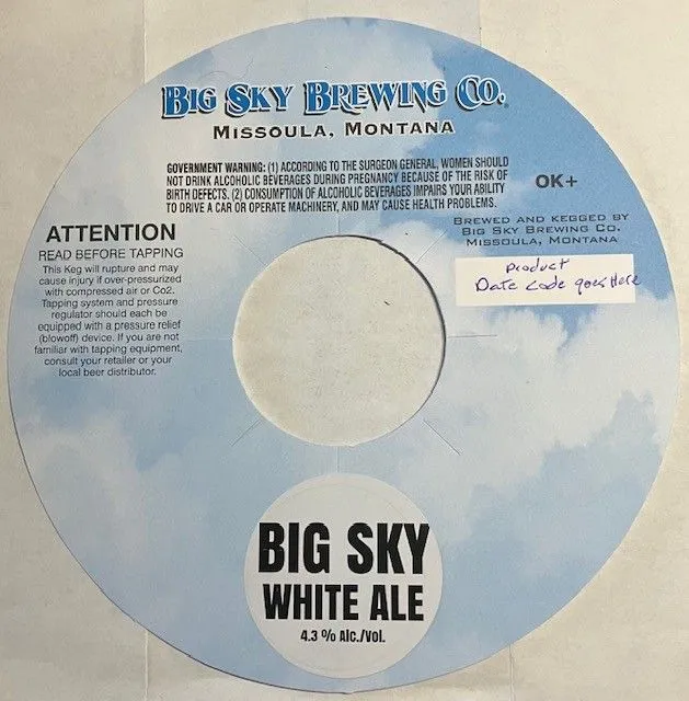 Big Sky White Ale — full label as filed with TTB