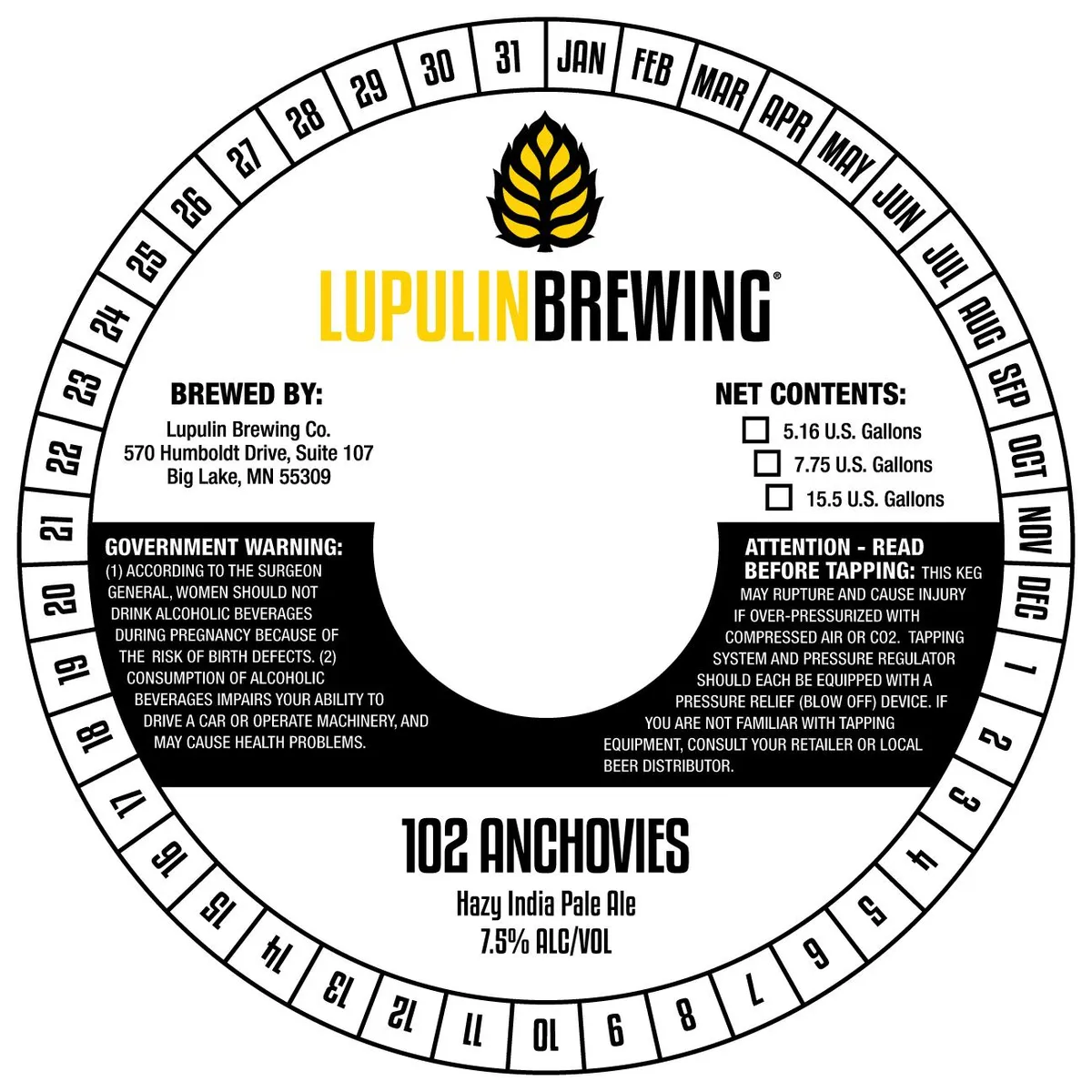 102 Anchovies — full label as filed with TTB