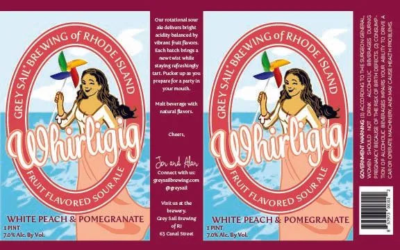 Whirligig White Peach & Pomegranate — full label as filed with TTB