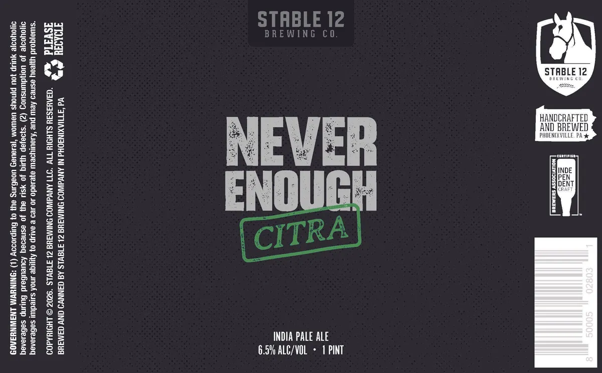 Never Enough Citra — full label as filed with TTB