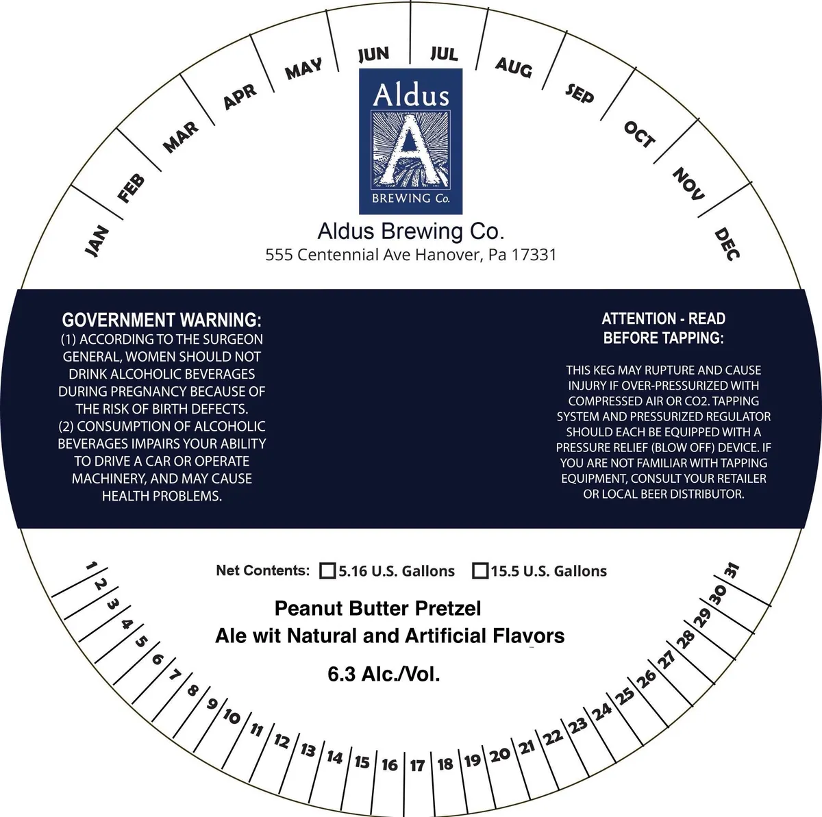 Peanut Butter Pretzel label art — ALDUS BREWING CO.