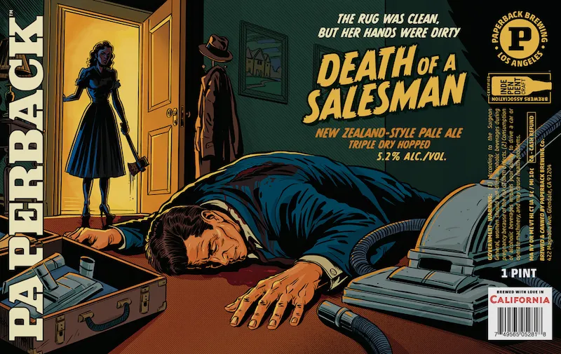 Death of a Salesman label art — PAPERBACK BREWING