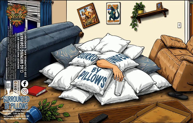 Surrounded By Pillows label art — CLAG BREWING COMPANY
