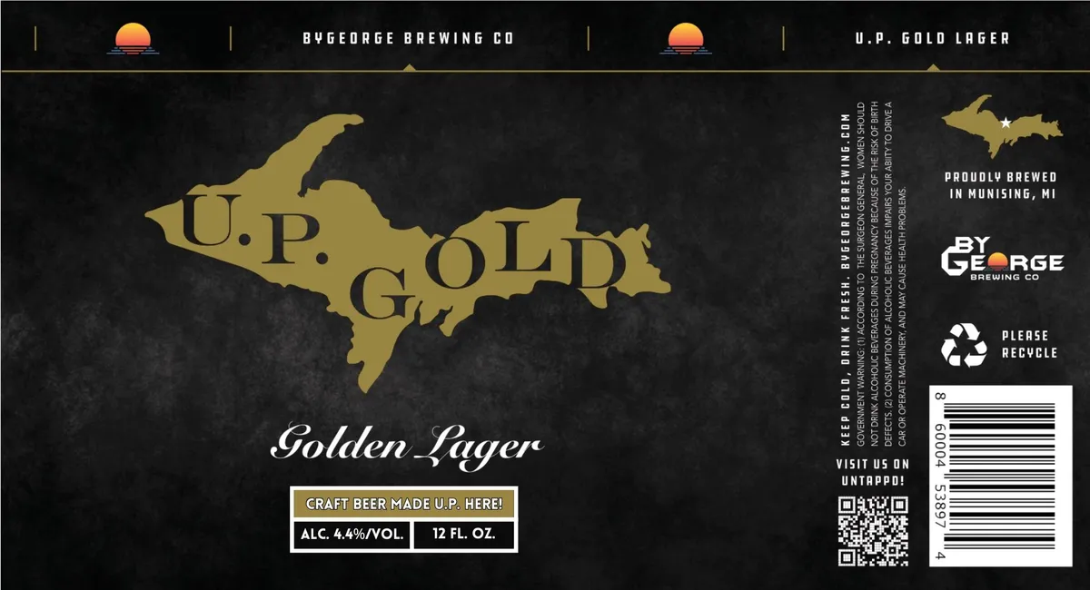 U.P. Gold label art — BYGEORGE BREWING CO.