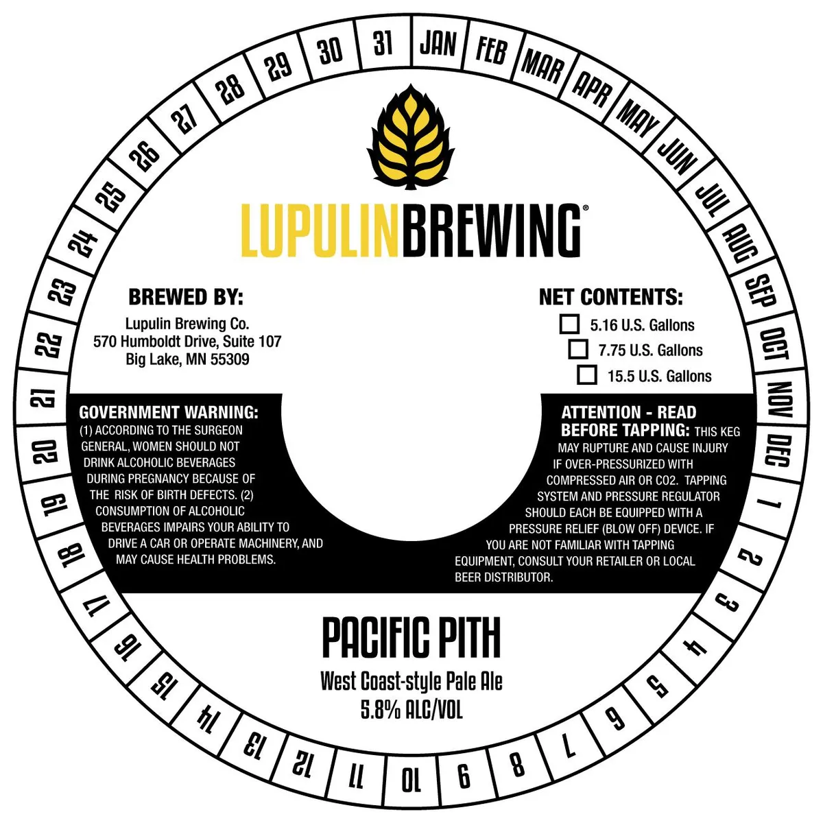Pacific Pith — full label as filed with TTB