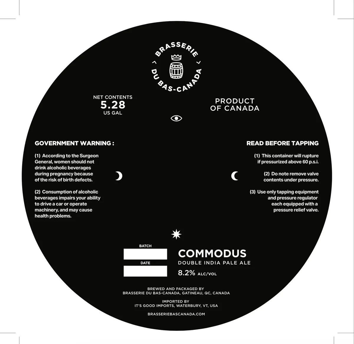 Commodus — full label as filed with TTB