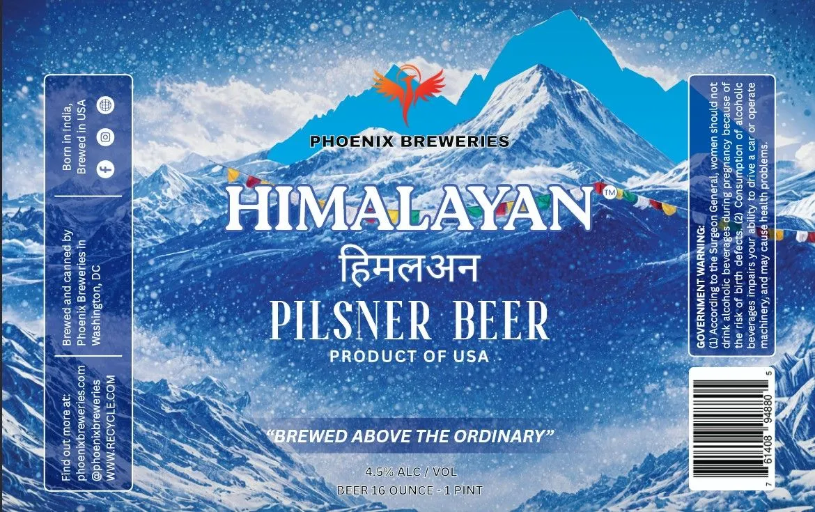 Himalayan Pilsner Beer label art — PHEONIX BREWERIES