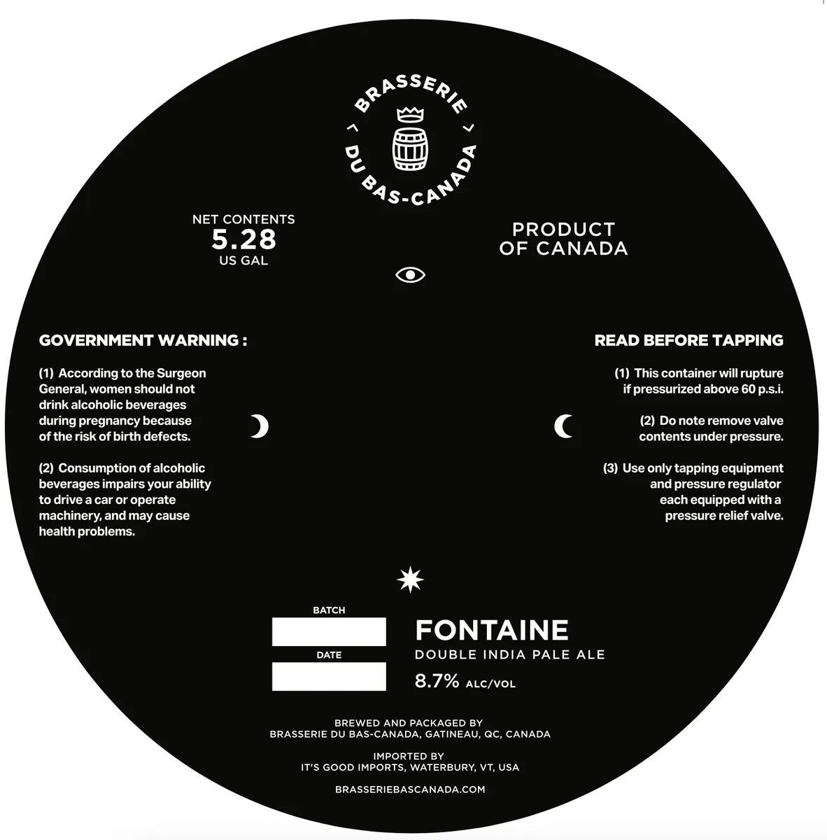 Fontaine — full label as filed with TTB