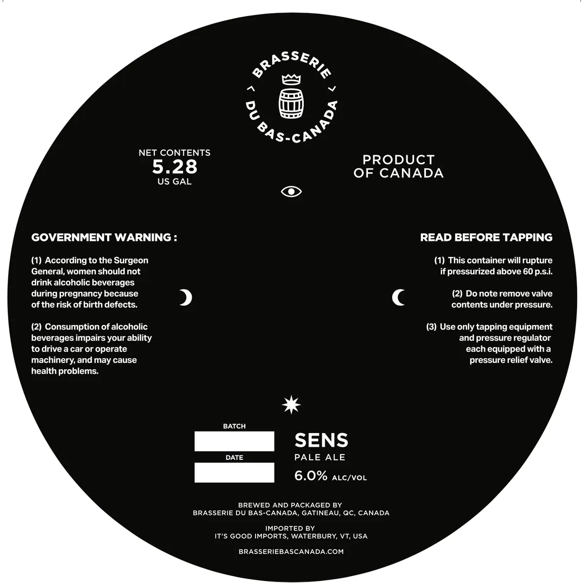 Sens — full label as filed with TTB