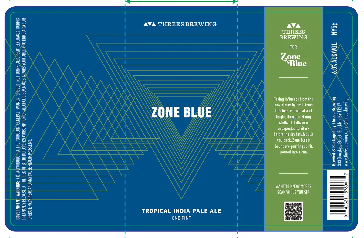 Zone Blue label art — ZONE BLUE TROPICAL INDIA PALE ALE