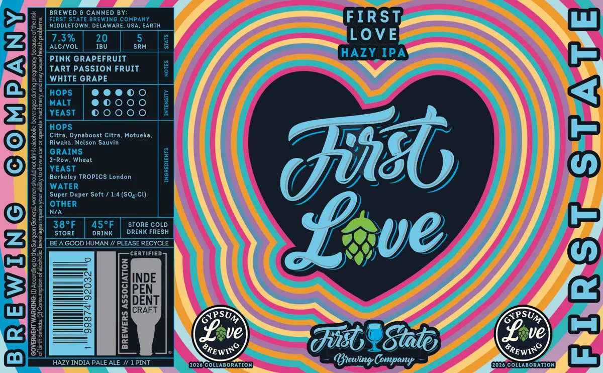 First Love label art — FIRST STATE BREWING COMPANY