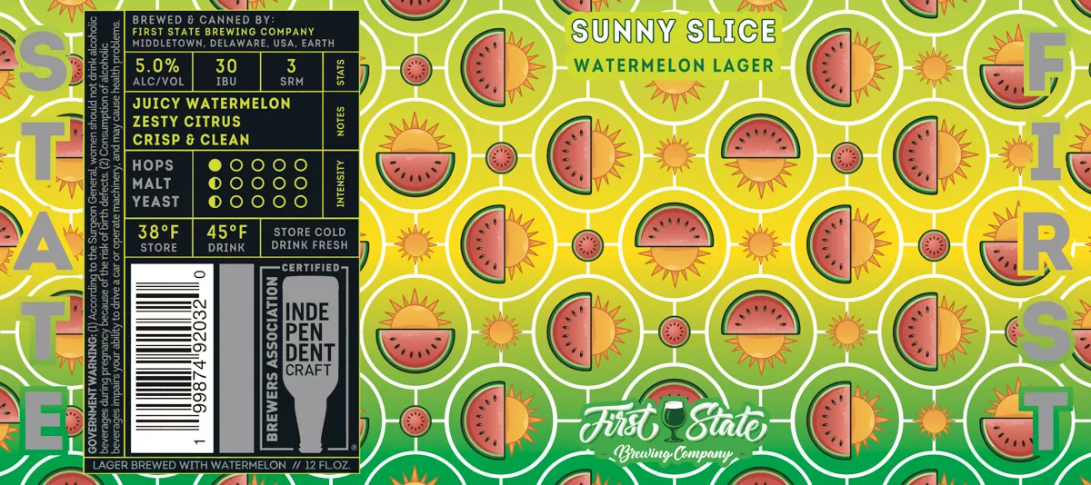 Sunny Slice label art — FIRST STATE BREWING COMPANY