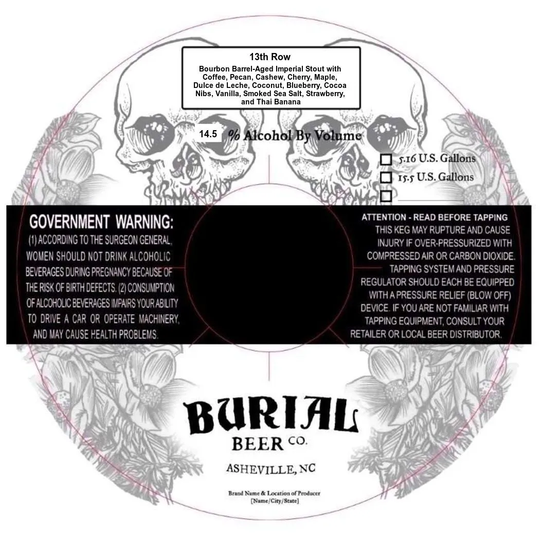 13th Row — full label as filed with TTB