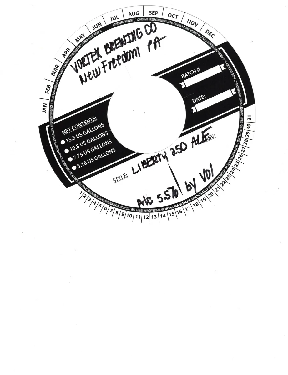 Liberty 250 Ale label art — LIBERTY 250 ALE