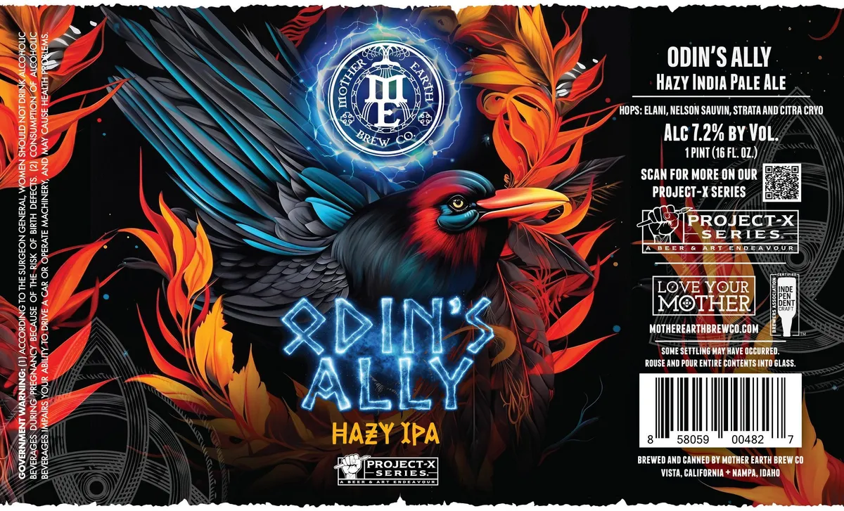 Odin's Ally label art — MOTHER EARTH BREW CO