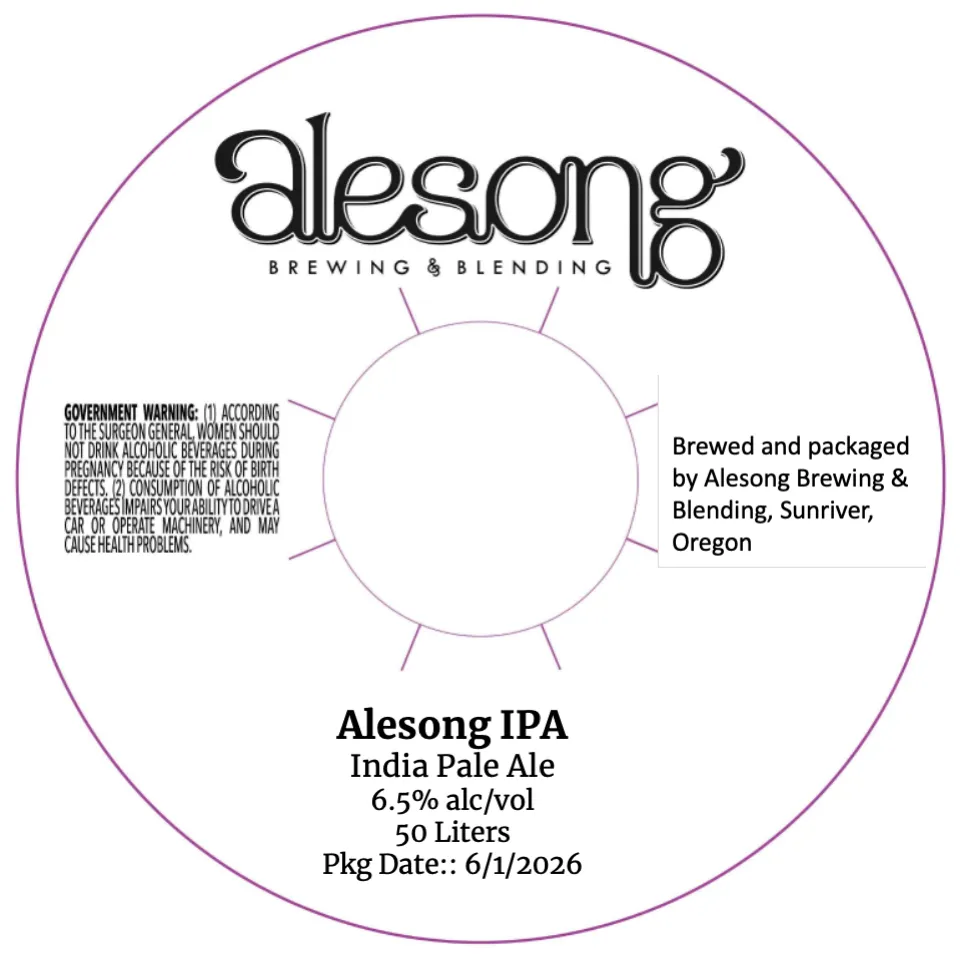 Alesong IPA — full label as filed with TTB