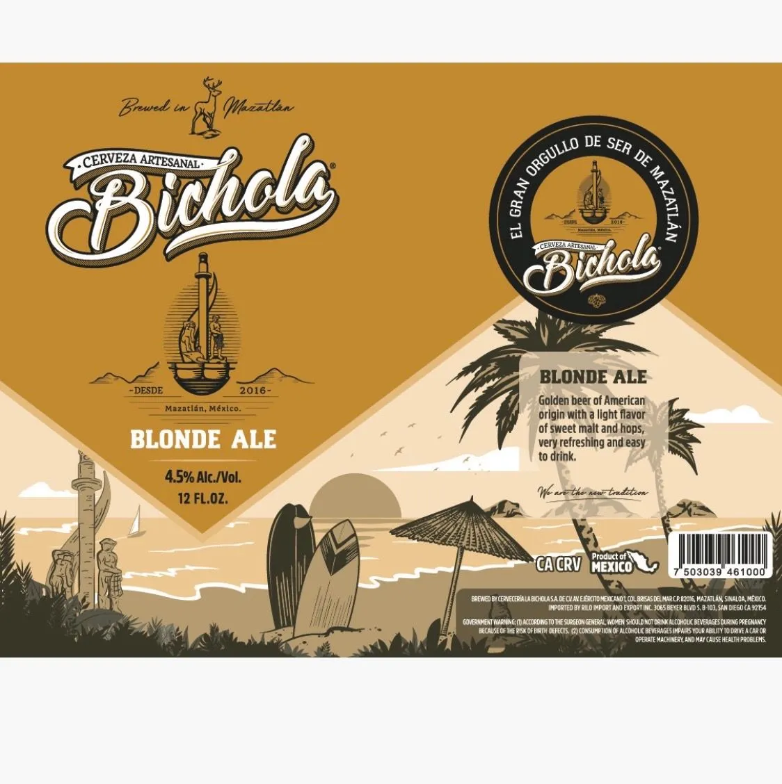 Blonde Ale label art — CERVEZA LA BICHOLA
