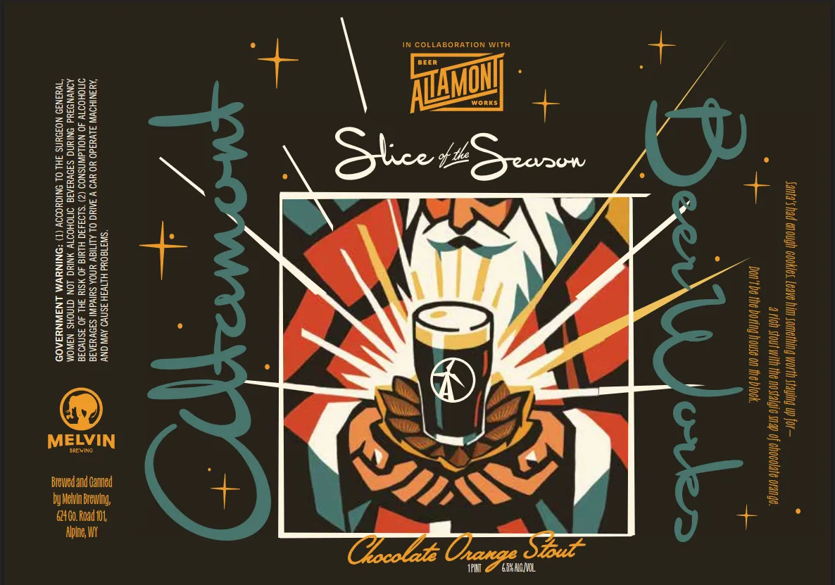 Slice of the Season Chocolate Orange Stout label art — MELVIN BREWING