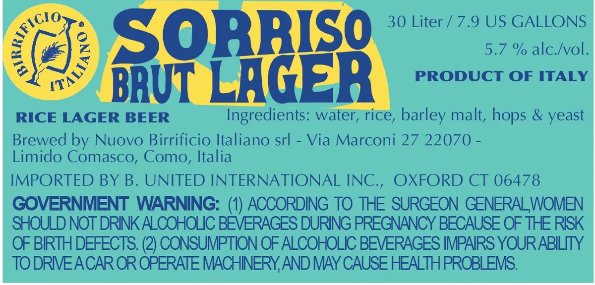 Sorriso Brut Lager label art — SORRISO BRUT LAGER