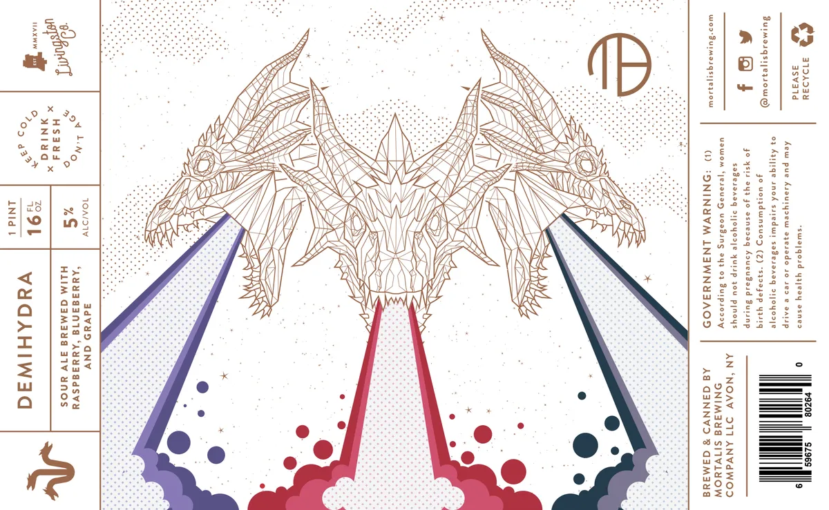 Demihydra label art — MORTALIS BREWING COMPANY