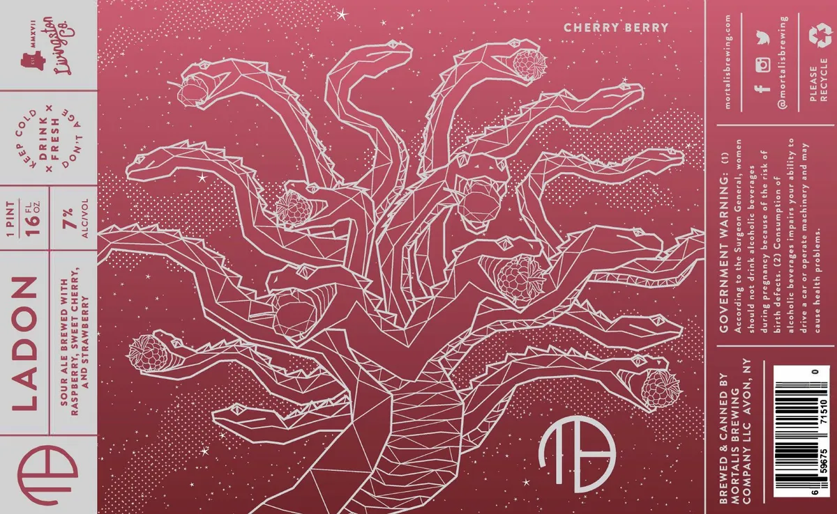 Ladon label art — MORTALIS BREWING COMPANY