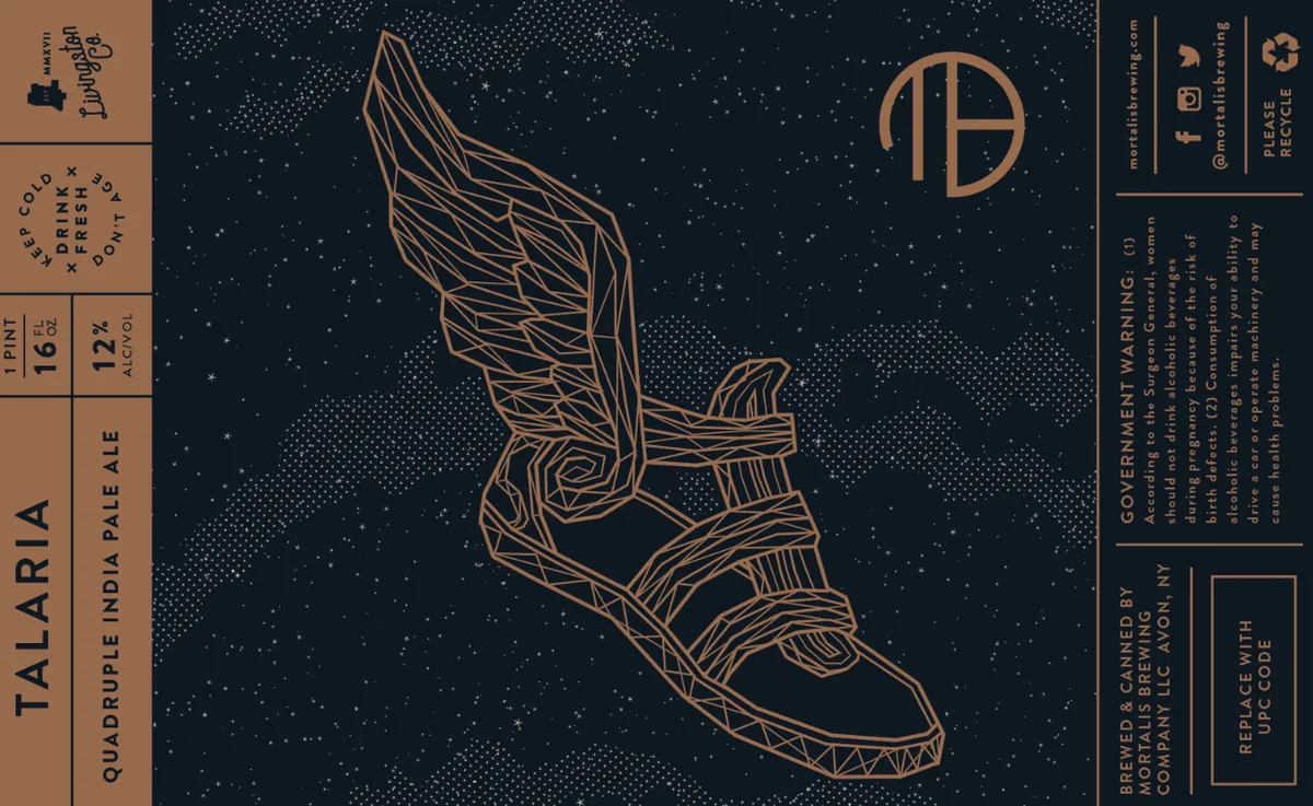 Talaria label art — MORTALIS BREWING COMPANY