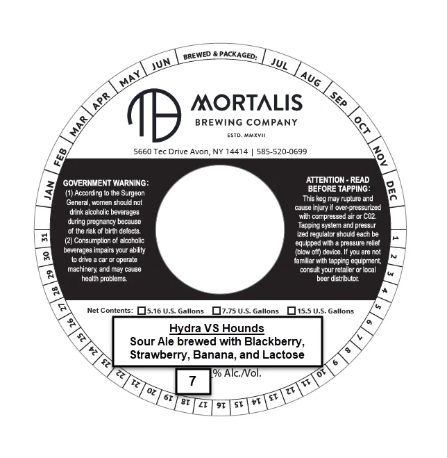 Hydra VS Hounds — full label as filed with TTB